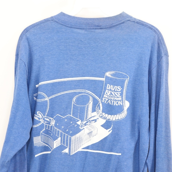 80s Mens Medium Nuclear Power Plant T Shirt Blue - Picture 8 of 8